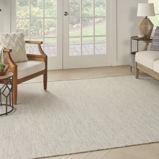8' Silver Square Geometric Power Loom Area Rug Photo 8