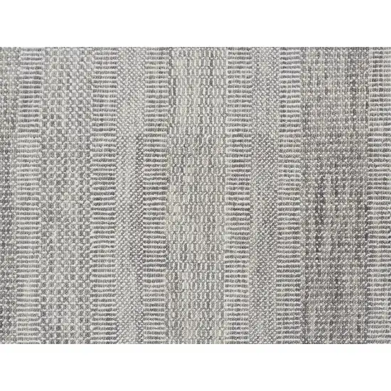 12' Silver Wool Striped Hand Knotted Runner Rug Photo 5
