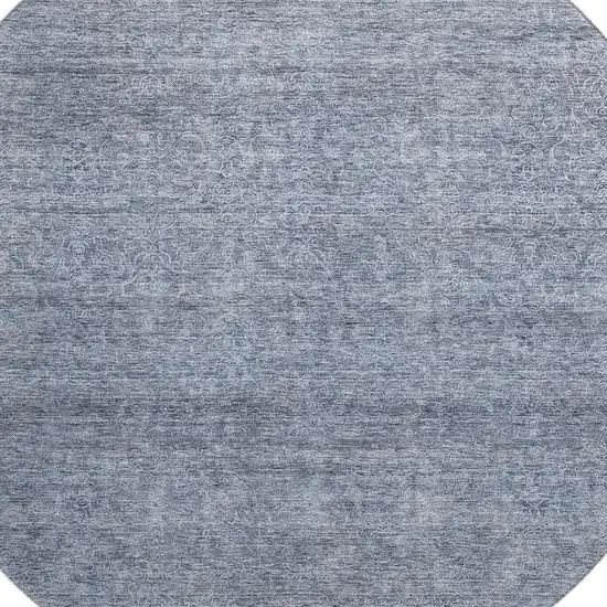 8' Sky Blue And Beige Abstract Washable Round Rug With UV Protection Photo 2