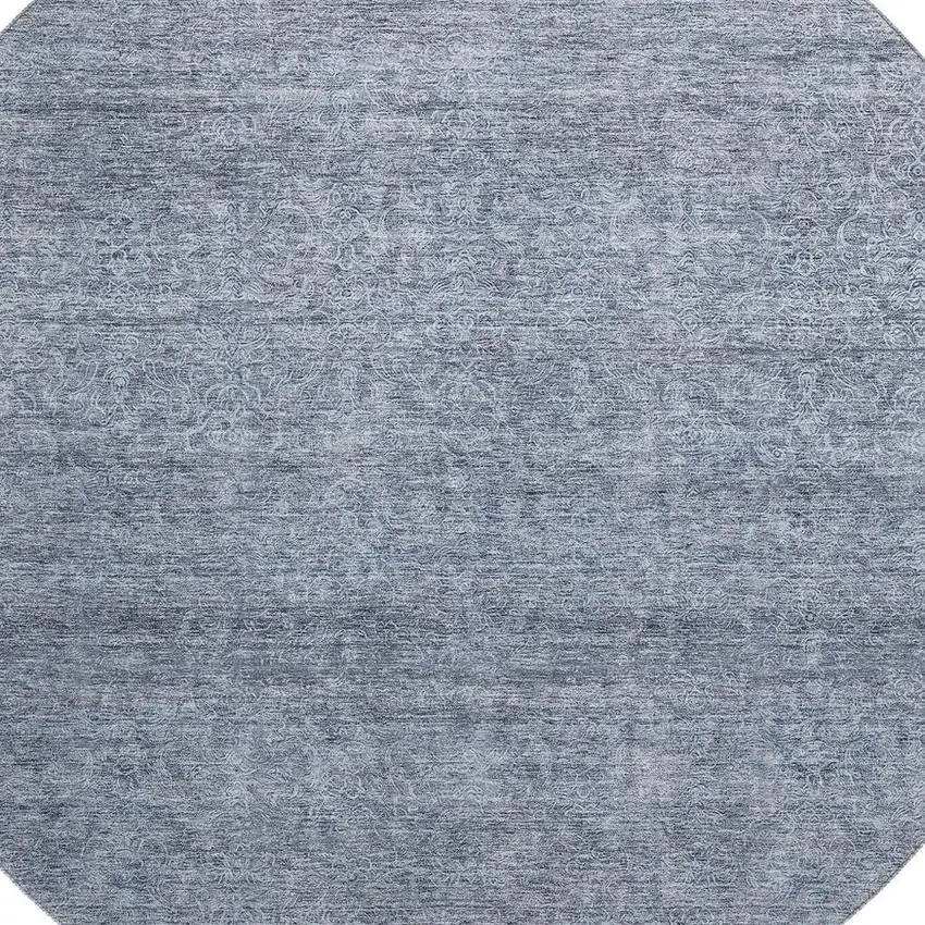 8' Sky Blue And Beige Abstract Washable Round Rug With UV Protection Photo 2