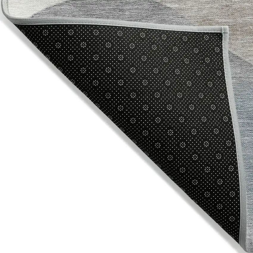 8' Sky Blue And Beige Round Abstract Washable Indoor Outdoor Area Rug Photo 5