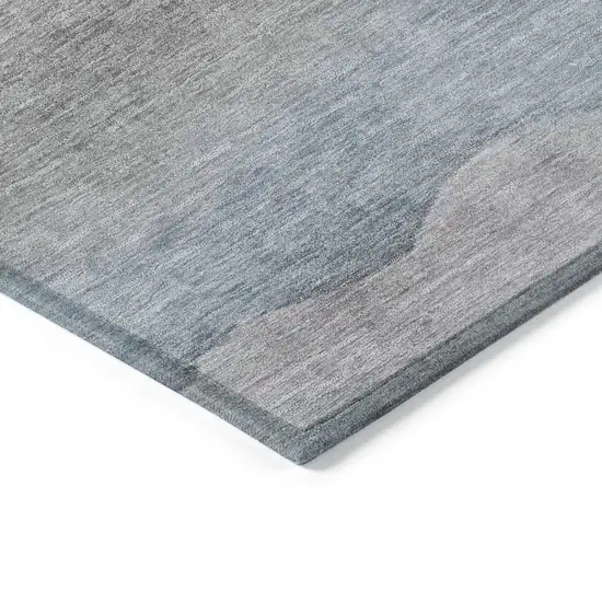 8' Sky Blue And Beige Round Abstract Washable Indoor Outdoor Area Rug Photo 8