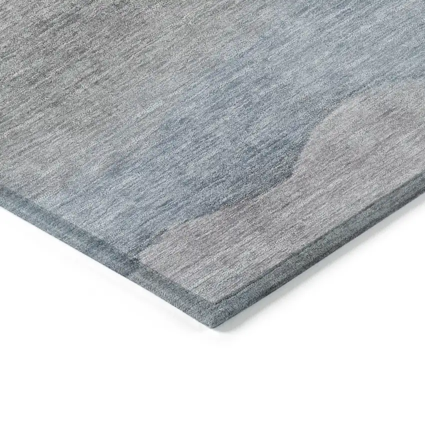 8' Sky Blue And Beige Round Abstract Washable Indoor Outdoor Area Rug Photo 8