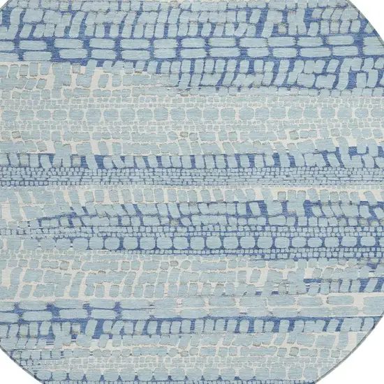 8' Sky Blue And Blue Round Abstract Washable Indoor Outdoor Area Rug Photo 2