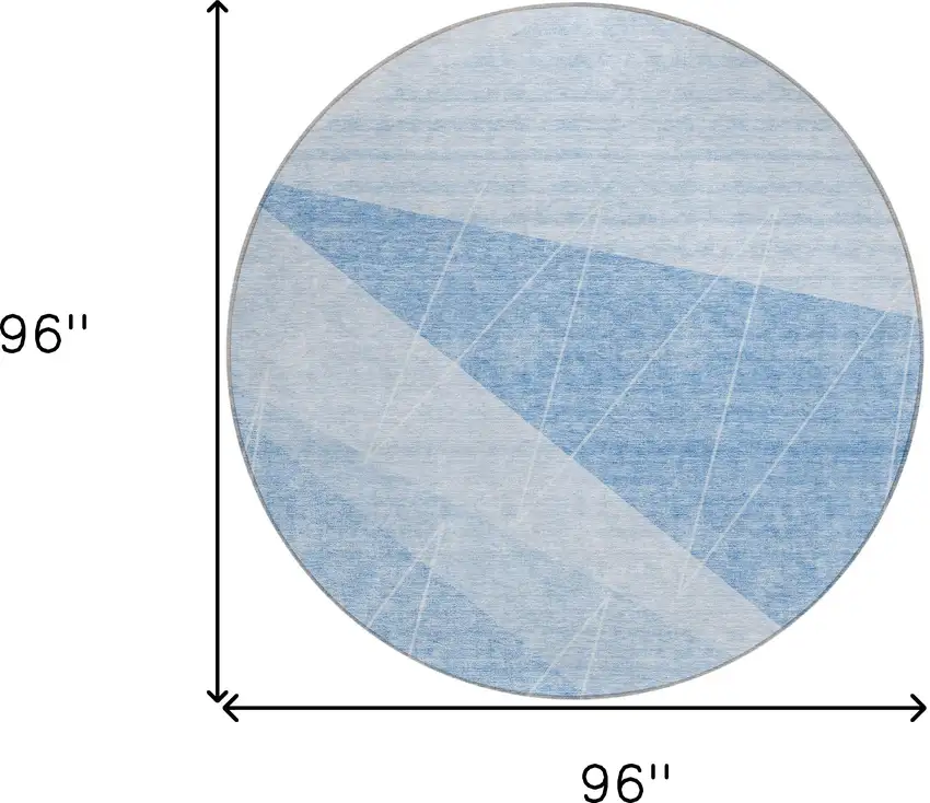 8' Sky Blue And Denim Blue Round Geometric Washable Indoor Outdoor Area Rug Photo 3