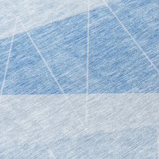 8' Sky Blue And Denim Blue Round Geometric Washable Indoor Outdoor Area Rug Photo 9