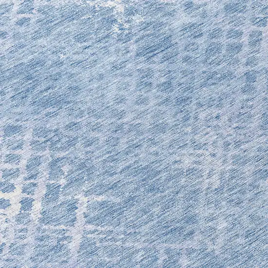 8' Sky Blue And Denim Blue Round Geometric Washable Indoor Outdoor Area Rug Photo 8