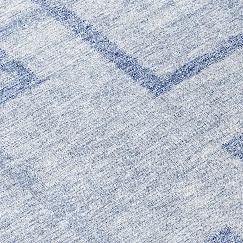 8' Sky Blue And Denim Blue Round Geometric Washable Indoor Outdoor Area Rug Photo 8