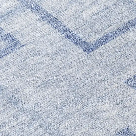 8' Sky Blue And Denim Blue Round Geometric Washable Indoor Outdoor Area Rug Photo 8