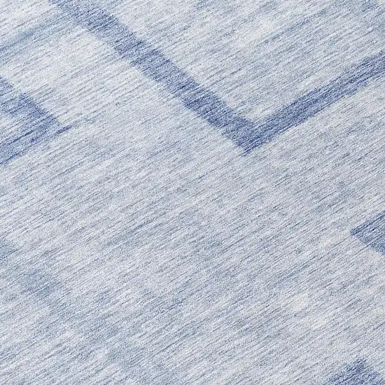 8' Sky Blue And Denim Blue Round Geometric Washable Indoor Outdoor Area Rug Photo 8