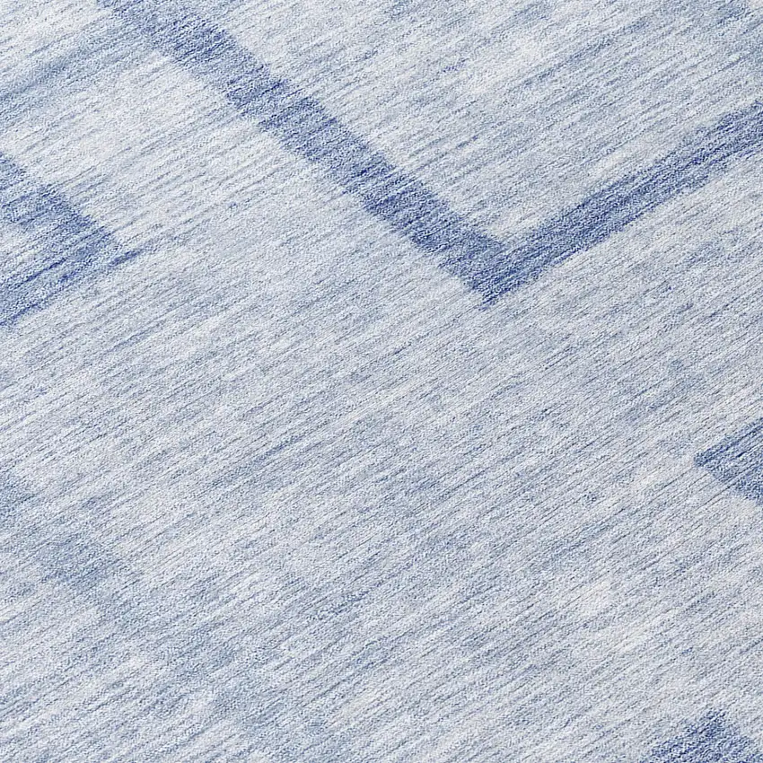 8' Sky Blue And Denim Blue Round Geometric Washable Indoor Outdoor Area Rug Photo 8