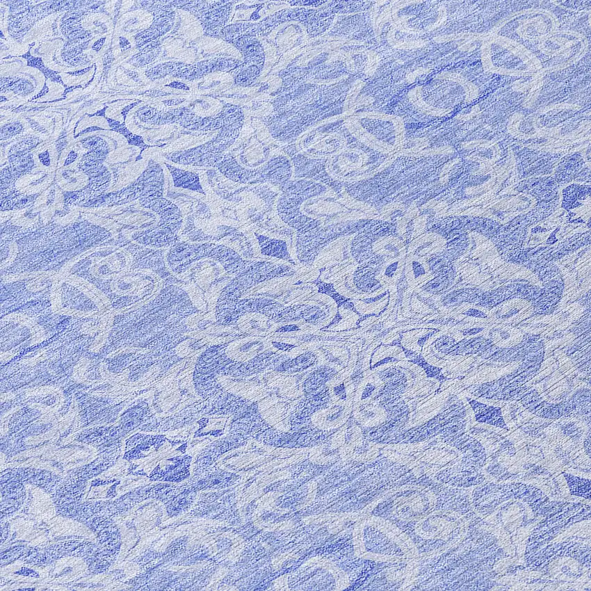 8' Sky Blue And Denim Blue Round Medallion Washable Indoor Outdoor Area Rug Photo 8