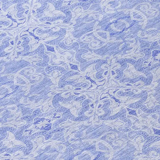 8' Sky Blue And Denim Blue Round Medallion Washable Indoor Outdoor Area Rug Photo 8