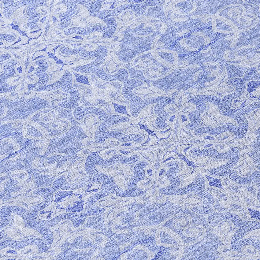 8' Sky Blue And Denim Blue Round Medallion Washable Indoor Outdoor Area Rug Photo 8