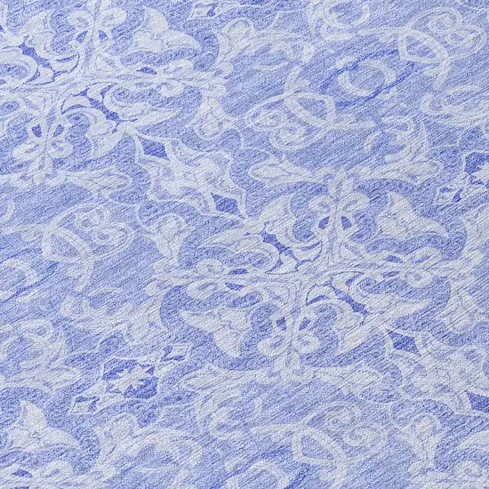 8' Sky Blue And Denim Blue Round Medallion Washable Indoor Outdoor Area Rug Photo 8