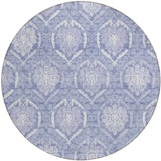 8' Sky Blue And Denim Blue Round Medallion Washable Indoor Outdoor Area Rug Photo 2
