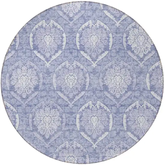 8' Sky Blue And Denim Blue Round Medallion Washable Indoor Outdoor Area Rug Photo 6