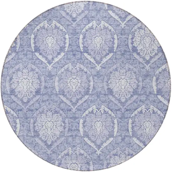8' Sky Blue And Denim Blue Round Medallion Washable Indoor Outdoor Area Rug Photo 6