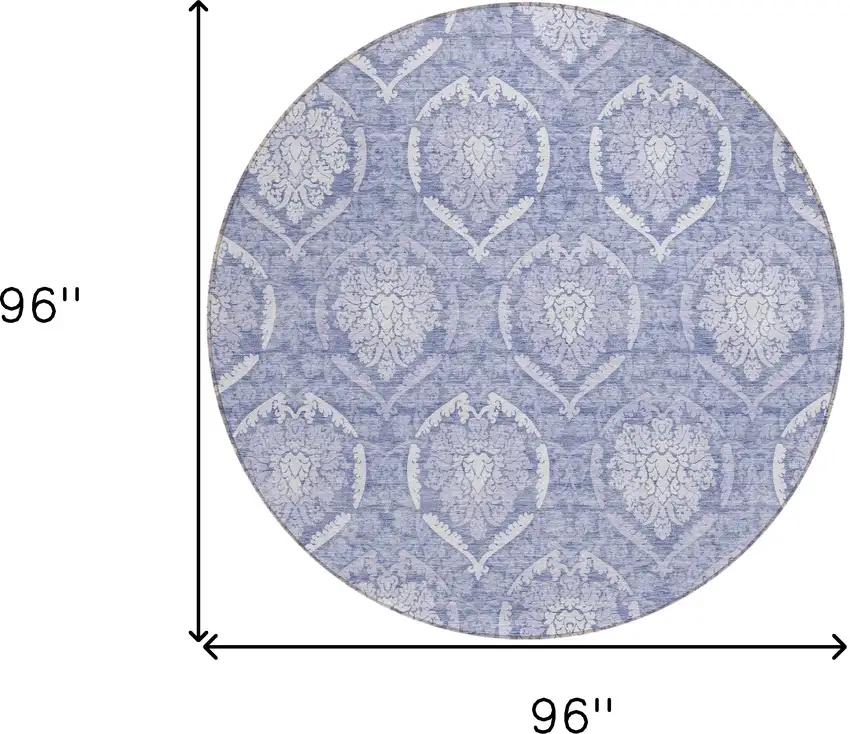 8' Sky Blue And Denim Blue Round Medallion Washable Indoor Outdoor Area Rug Photo 3