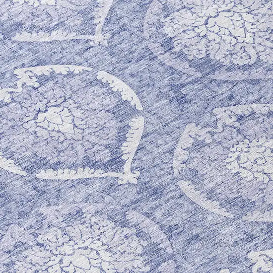 8' Sky Blue And Denim Blue Round Medallion Washable Indoor Outdoor Area Rug Photo 9