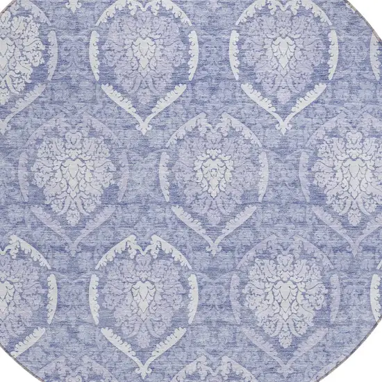 8' Sky Blue And Denim Blue Round Medallion Washable Indoor Outdoor Area Rug Photo 5