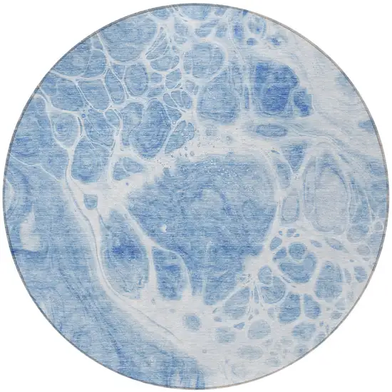 8' Sky Blue And Denim Blue Round Nautical Washable Indoor Outdoor Area Rug Photo 5