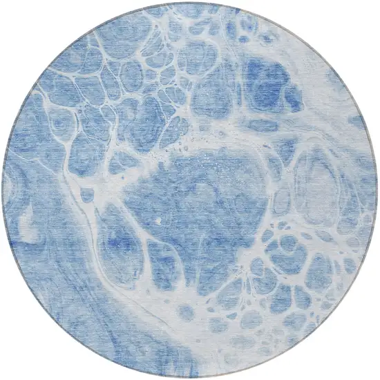 8' Sky Blue And Denim Blue Round Nautical Washable Indoor Outdoor Area Rug Photo 5