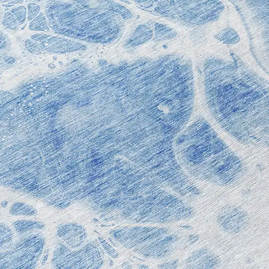 8' Sky Blue And Denim Blue Round Nautical Washable Indoor Outdoor Area Rug Photo 8
