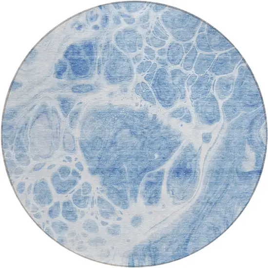 8' Sky Blue And Denim Blue Round Nautical Washable Indoor Outdoor Area Rug Photo 2