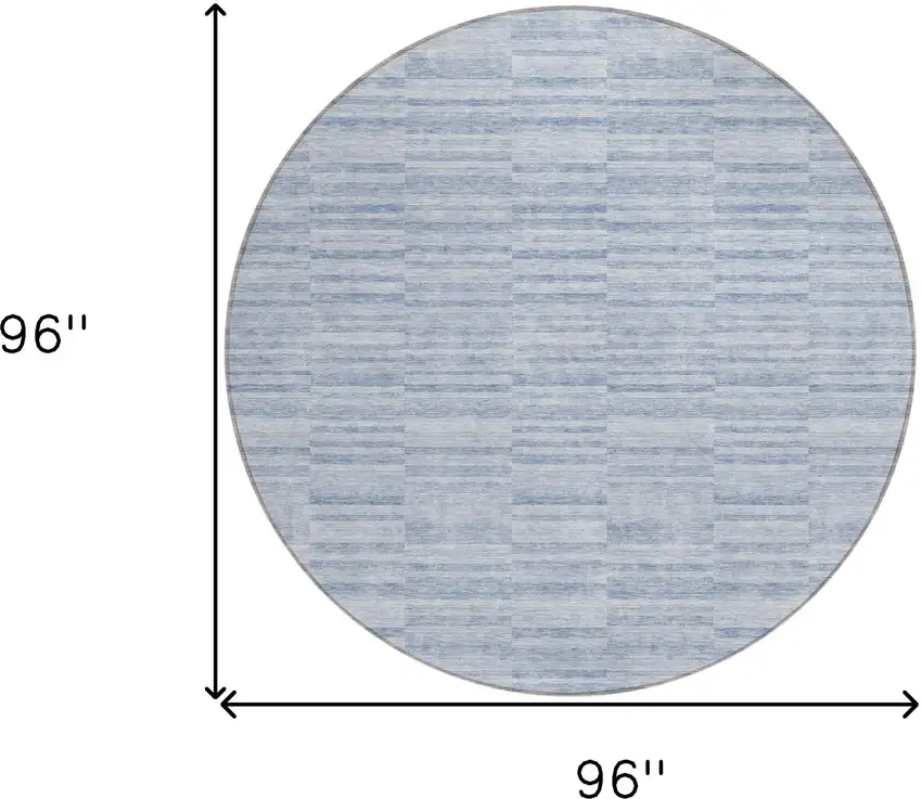 8' Sky Blue And Denim Blue Round Striped Washable Indoor Outdoor Area Rug Photo 3