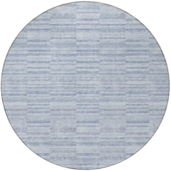 8' Sky Blue And Denim Blue Round Striped Washable Indoor Outdoor Area Rug Photo 5