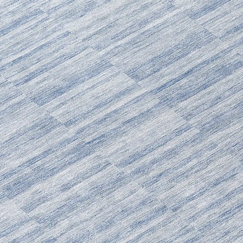 8' Sky Blue And Denim Blue Round Striped Washable Indoor Outdoor Area Rug Photo 8