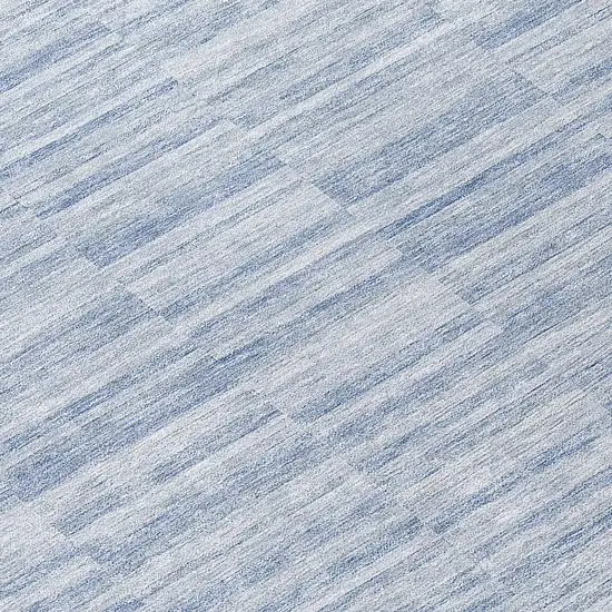 8' Sky Blue And Denim Blue Round Striped Washable Indoor Outdoor Area Rug Photo 8