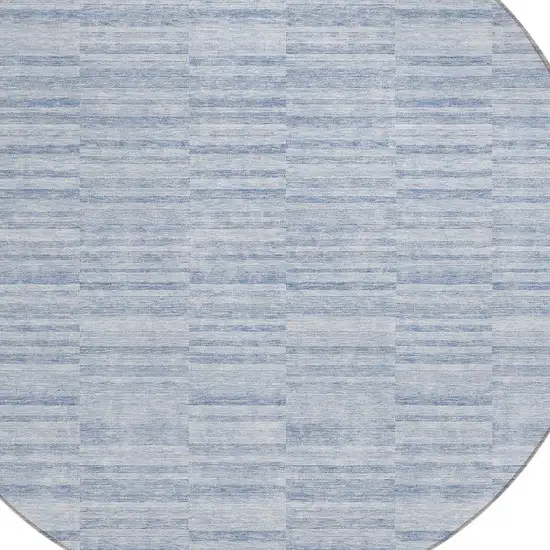 8' Sky Blue And Denim Blue Round Striped Washable Indoor Outdoor Area Rug Photo 4