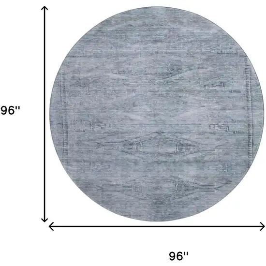 8' Sky Blue And Gray Abstract Geometric Washable Round Rug With UV Protection Photo 9