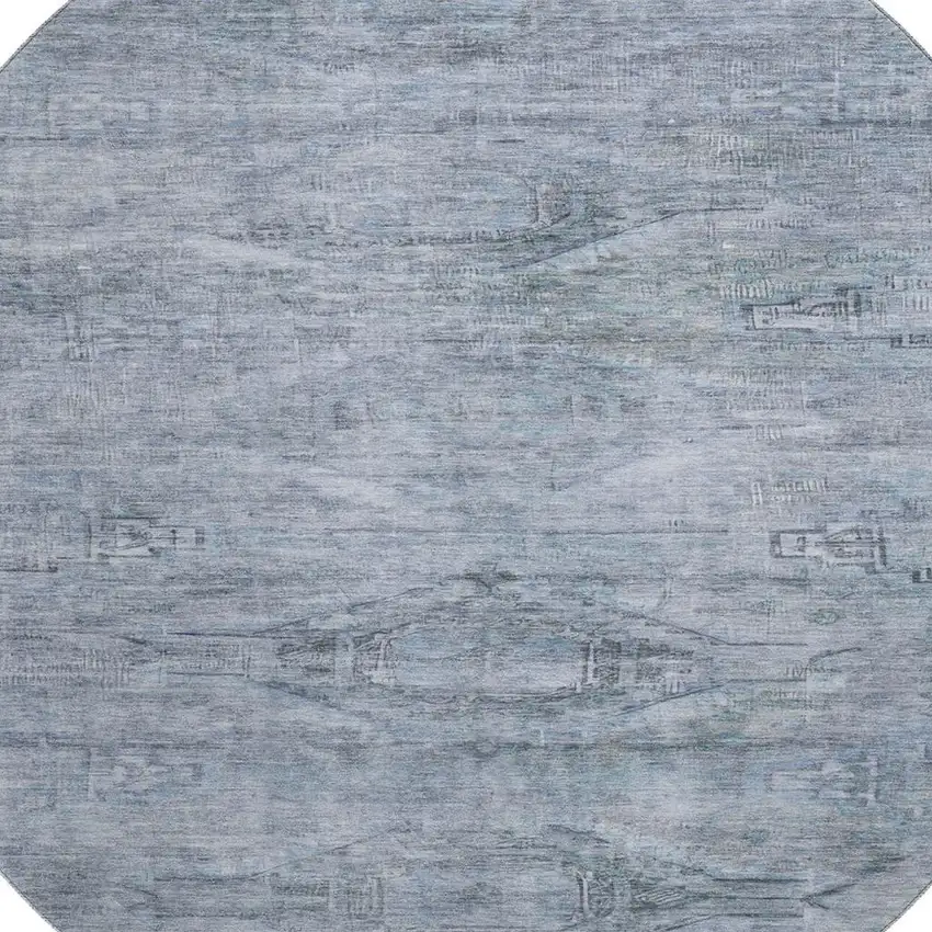 8' Sky Blue And Gray Abstract Geometric Washable Round Rug With UV Protection Photo 2