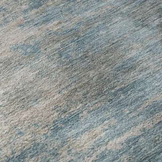 8' Sky Blue And Gray Abstract Washable Round Rug With UV Protection Photo 7