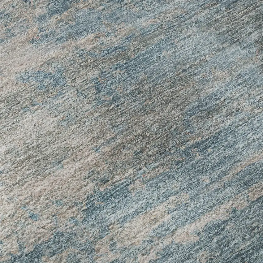 8' Sky Blue And Gray Abstract Washable Round Rug With UV Protection Photo 7