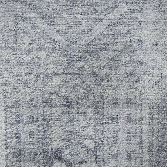 8' Sky Blue And Gray Geometric Washable Round Rug With UV Protection Photo 9