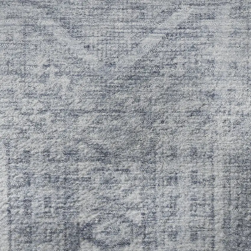 8' Sky Blue And Gray Geometric Washable Round Rug With UV Protection Photo 9