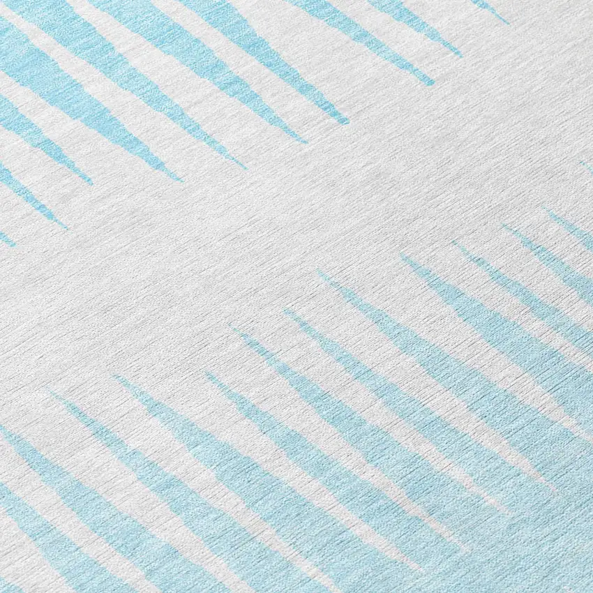 8' Sky Blue And Gray Round Striped Washable Indoor Outdoor Area Rug Photo 8