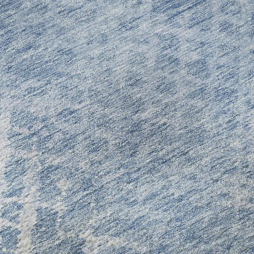 8' Sky Blue And Ivory Abstract Geometric Washable Round Rug With UV Protection Photo 9