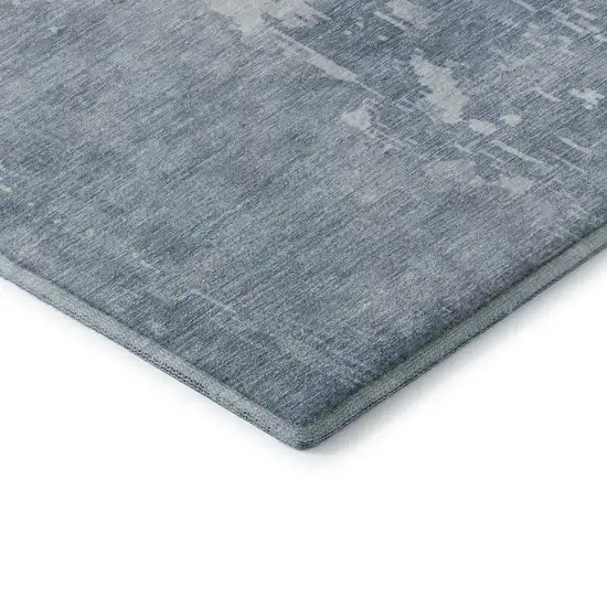 8' Sky Blue And Ivory Abstract Washable Area Rug With UV Protection Photo 7