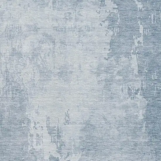 8' Sky Blue And Ivory Abstract Washable Area Rug With UV Protection Photo 2