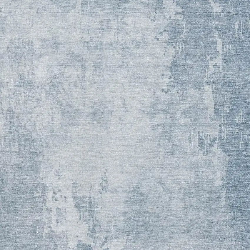 8' Sky Blue And Ivory Abstract Washable Area Rug With UV Protection Photo 2