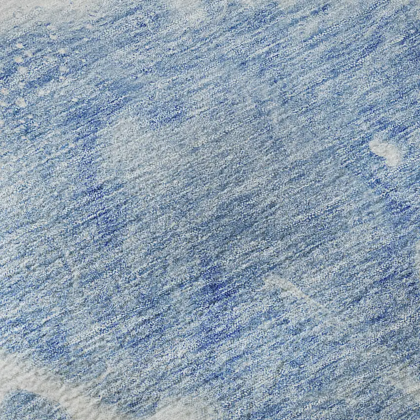 8' Sky Blue And Ivory Abstract Washable Round Rug With UV Protection Photo 8