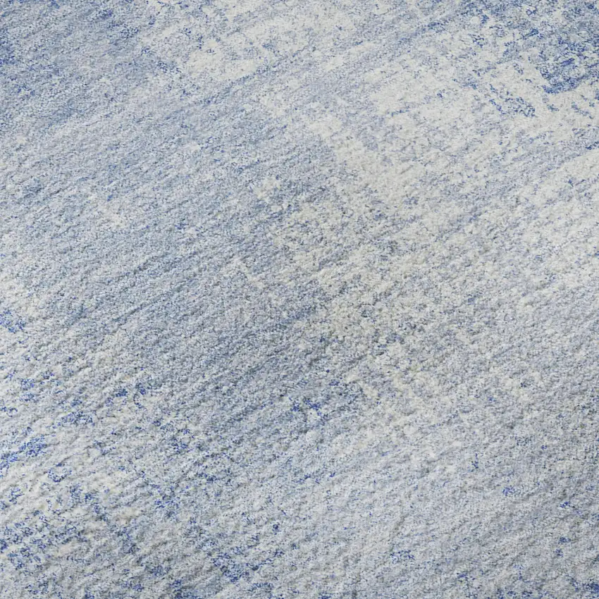 8' Sky Blue And Ivory Abstract Washable Round Rug With UV Protection Photo 8