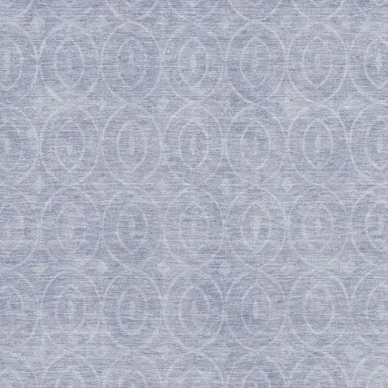 8' Sky Blue And Ivory Geometric Washable Area Rug With UV Protection Photo 2