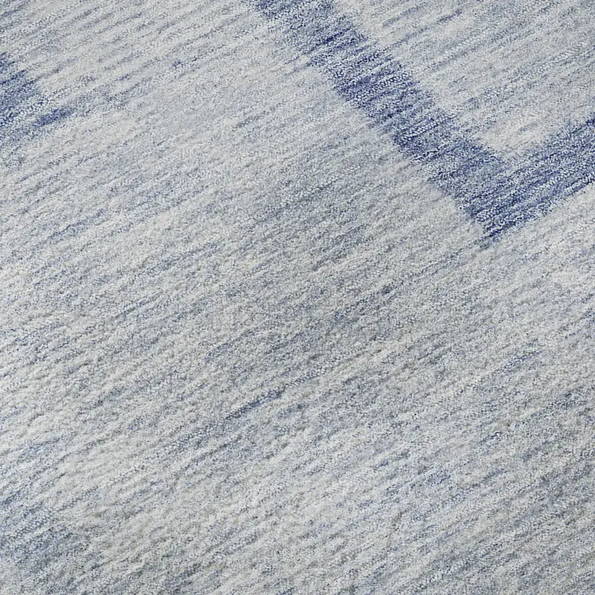 8' Sky Blue And Ivory Geometric Washable Round Rug With UV Protection Photo 9