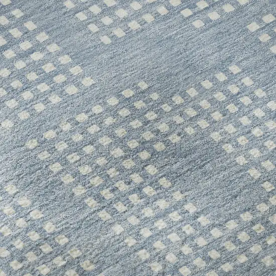 8' Sky Blue And Ivory Geometric Washable Round Rug With UV Protection Photo 9